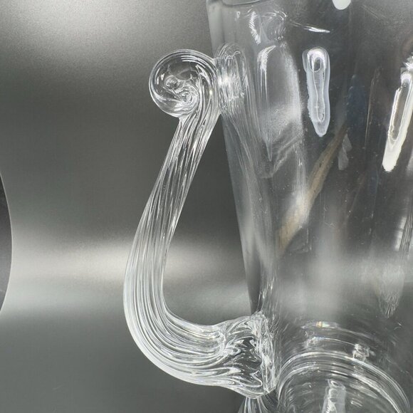 Vintage Clear Glass Crystal Pitcher Jug With Swirl Handle Made In Poland Glass - Picture 5 of 12